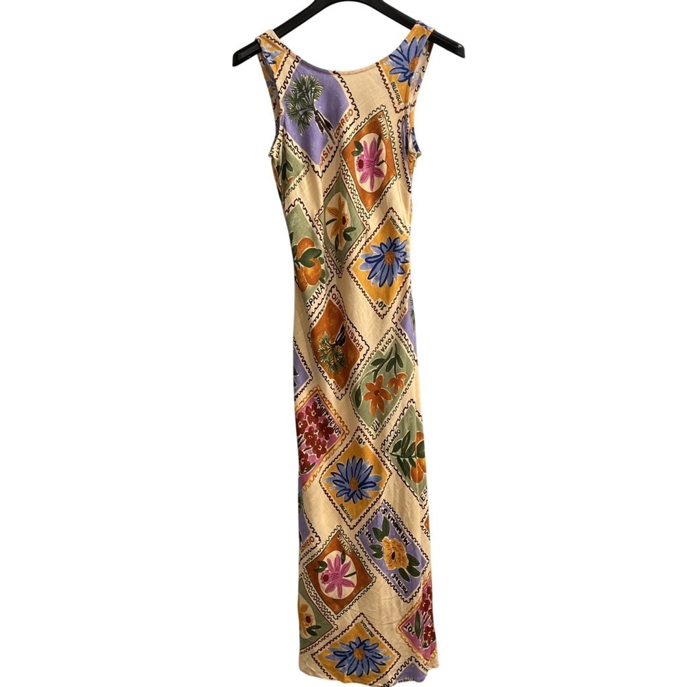Sleeveless Maxi Dress in Yellow Floral Tile Print